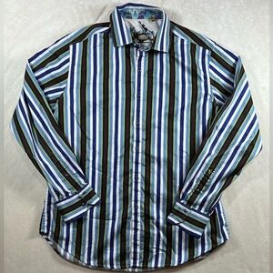 Robert Graham Multicolor Large Flip Cuff Pattern Classic Designer Club Shirt